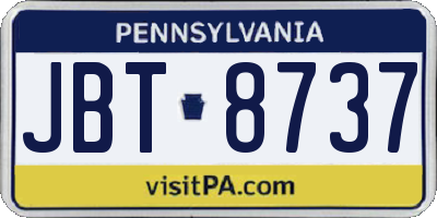 PA license plate JBT8737