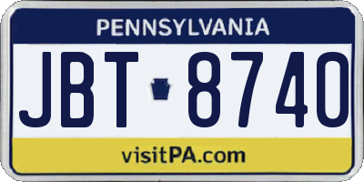 PA license plate JBT8740