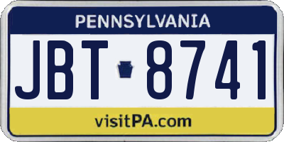 PA license plate JBT8741