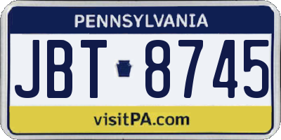 PA license plate JBT8745