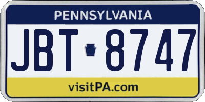 PA license plate JBT8747