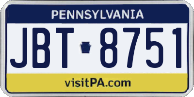 PA license plate JBT8751