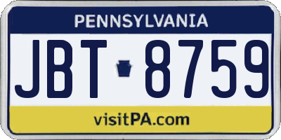 PA license plate JBT8759