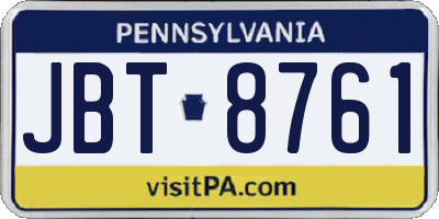PA license plate JBT8761