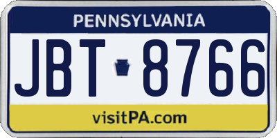 PA license plate JBT8766