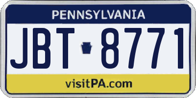 PA license plate JBT8771