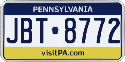 PA license plate JBT8772