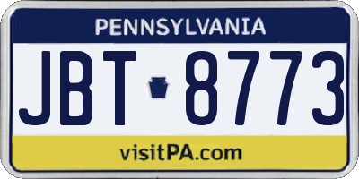 PA license plate JBT8773