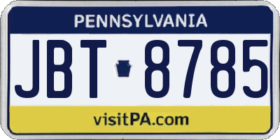 PA license plate JBT8785
