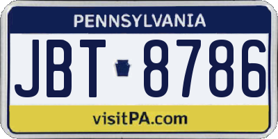 PA license plate JBT8786