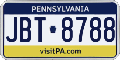 PA license plate JBT8788