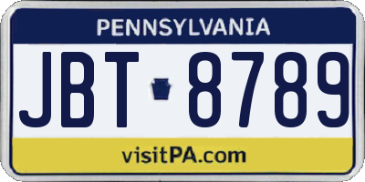 PA license plate JBT8789