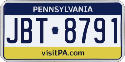 PA license plate JBT8791