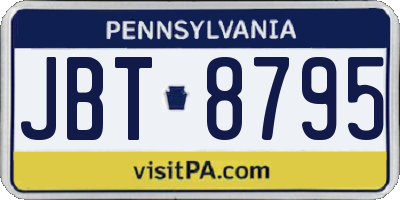 PA license plate JBT8795