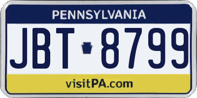 PA license plate JBT8799