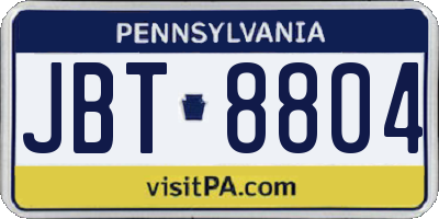 PA license plate JBT8804