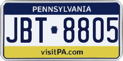 PA license plate JBT8805