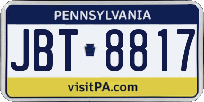 PA license plate JBT8817
