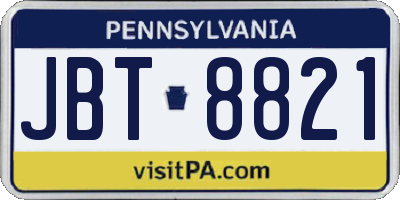 PA license plate JBT8821