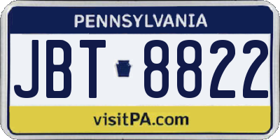 PA license plate JBT8822