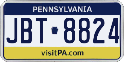 PA license plate JBT8824