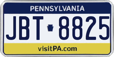 PA license plate JBT8825