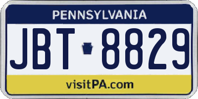 PA license plate JBT8829