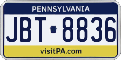 PA license plate JBT8836
