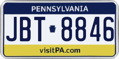PA license plate JBT8846