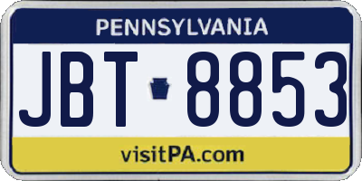 PA license plate JBT8853
