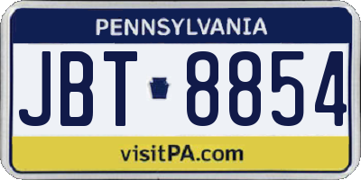 PA license plate JBT8854