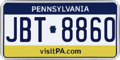 PA license plate JBT8860