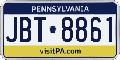 PA license plate JBT8861