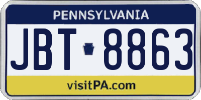 PA license plate JBT8863
