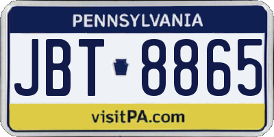 PA license plate JBT8865