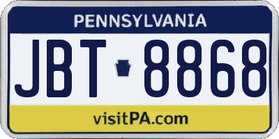 PA license plate JBT8868