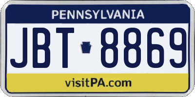 PA license plate JBT8869