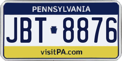 PA license plate JBT8876