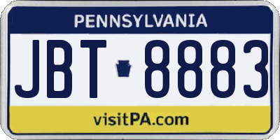 PA license plate JBT8883