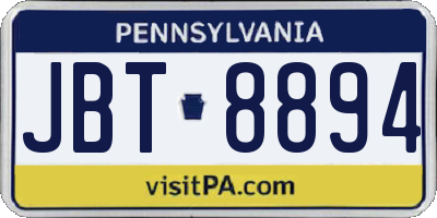PA license plate JBT8894