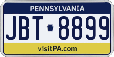 PA license plate JBT8899