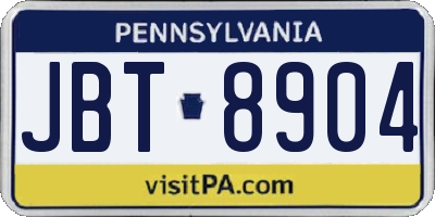 PA license plate JBT8904