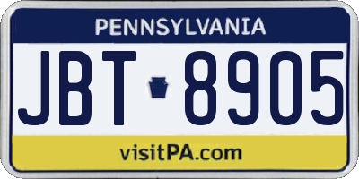 PA license plate JBT8905
