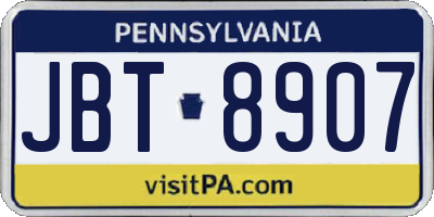 PA license plate JBT8907