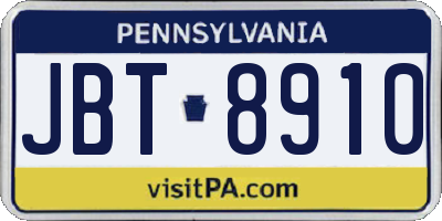 PA license plate JBT8910