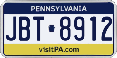 PA license plate JBT8912