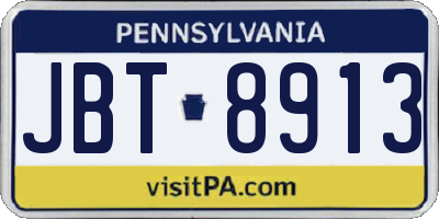 PA license plate JBT8913