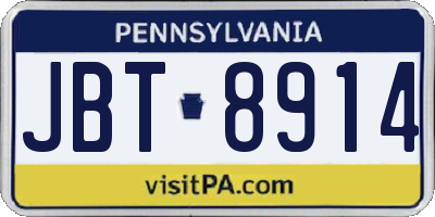 PA license plate JBT8914