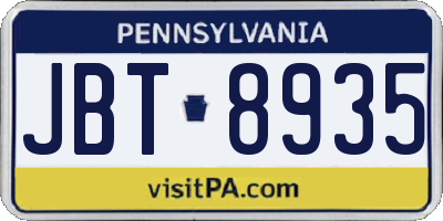 PA license plate JBT8935