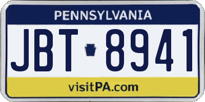PA license plate JBT8941